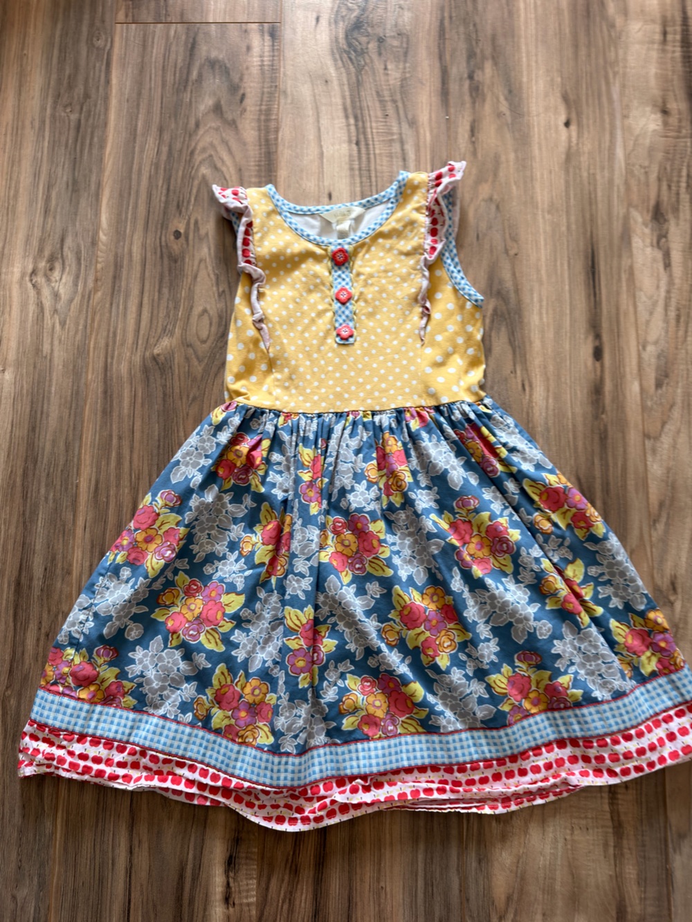 Matilda Jane Girls Floral Polka Dot Twirl Ruffle Boutique Dress size 8